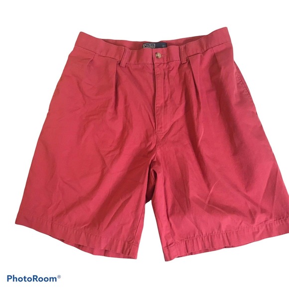 Polo Ralph Lauren Other - POLO Ralph Lauren Mens 33 Tyler Pleated Shorts Soft Red Walking 100% Cotton